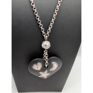 Brighton Midnight Heart Moon Stars Crystal Necklace RARE